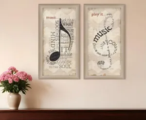 Set Of Two Musical NotesBrown Framed Print Wall Art Cheap Wall Mirrors & Decor