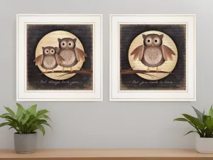 Set Of Two Owl Always Love and Need You 1 White Framed Print Wall Art Cheap Wall Mirrors & Decor