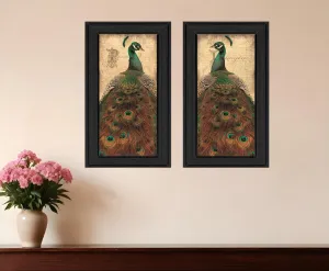 Set Of Two Peacock 2 Black Framed Print Wall Art Cheap Wall Mirrors & Decor