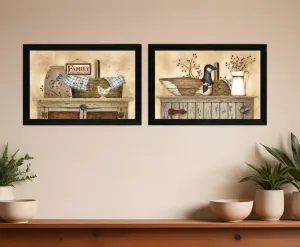 Set Of Two Rustic Still Life Black Framed Print Wall Art Cheap Wall Mirrors & Decor