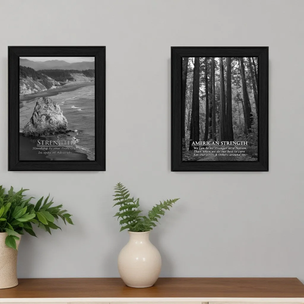 Set Of Two Strength 2 Black Framed Print Wall Art Home Mirrors & Wall Art