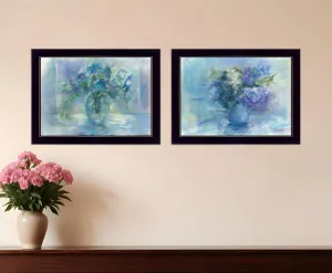 Set Of Two Susies Blue Bouquet 3 Black Framed Print Wall Art Home Mirrors & Wall Art
