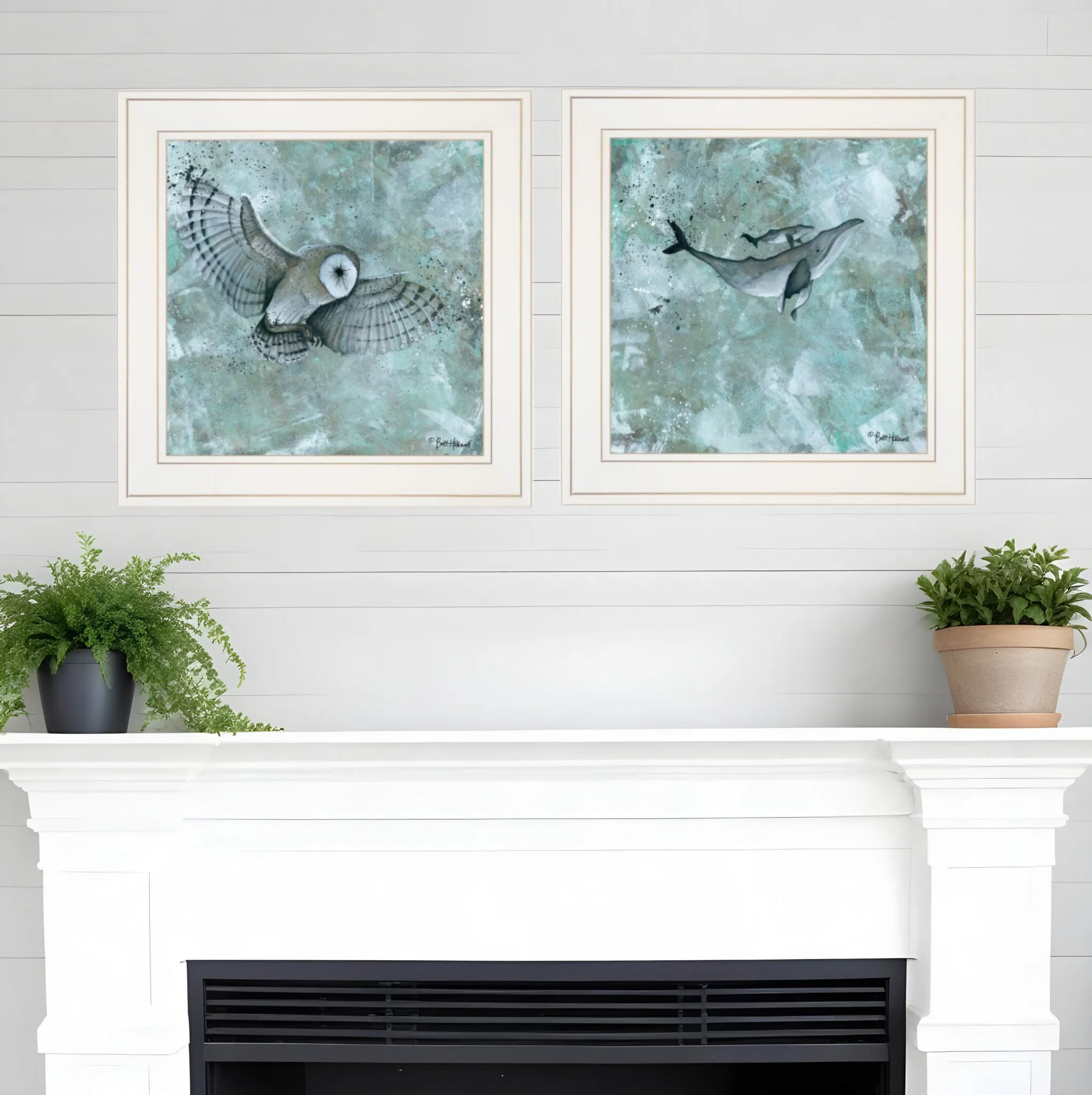 Set Of Two Wildlife 1 White Framed Print Wall Art Buy Wall Decor with deals