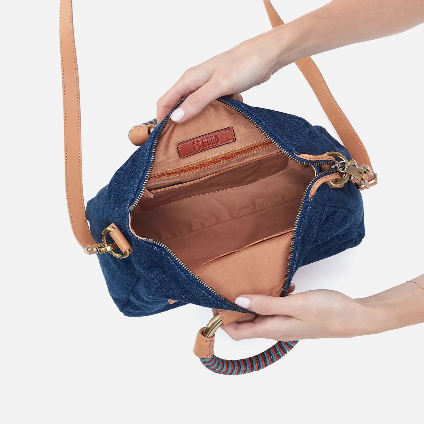 Sheila Medium Satchel In Denim Fabric - Dark Denim