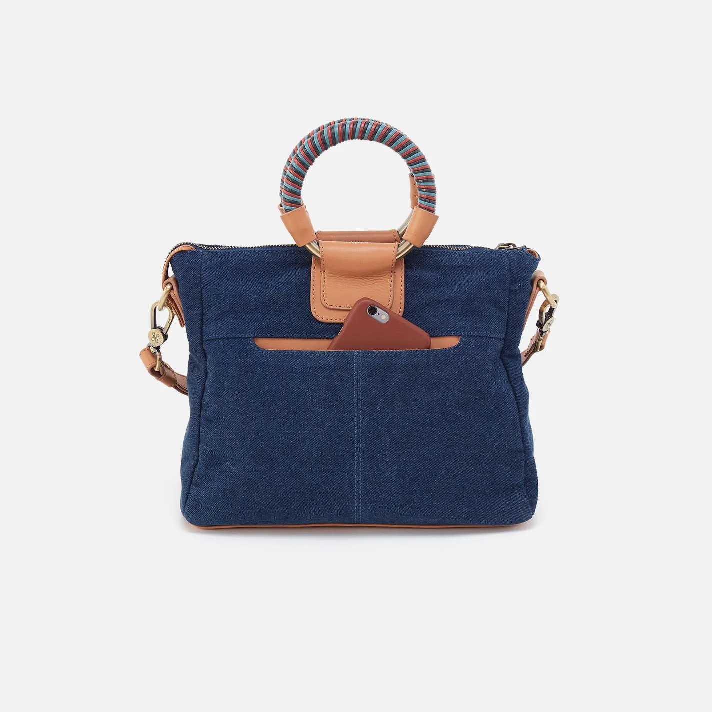 Sheila Medium Satchel In Denim Fabric - Dark Denim