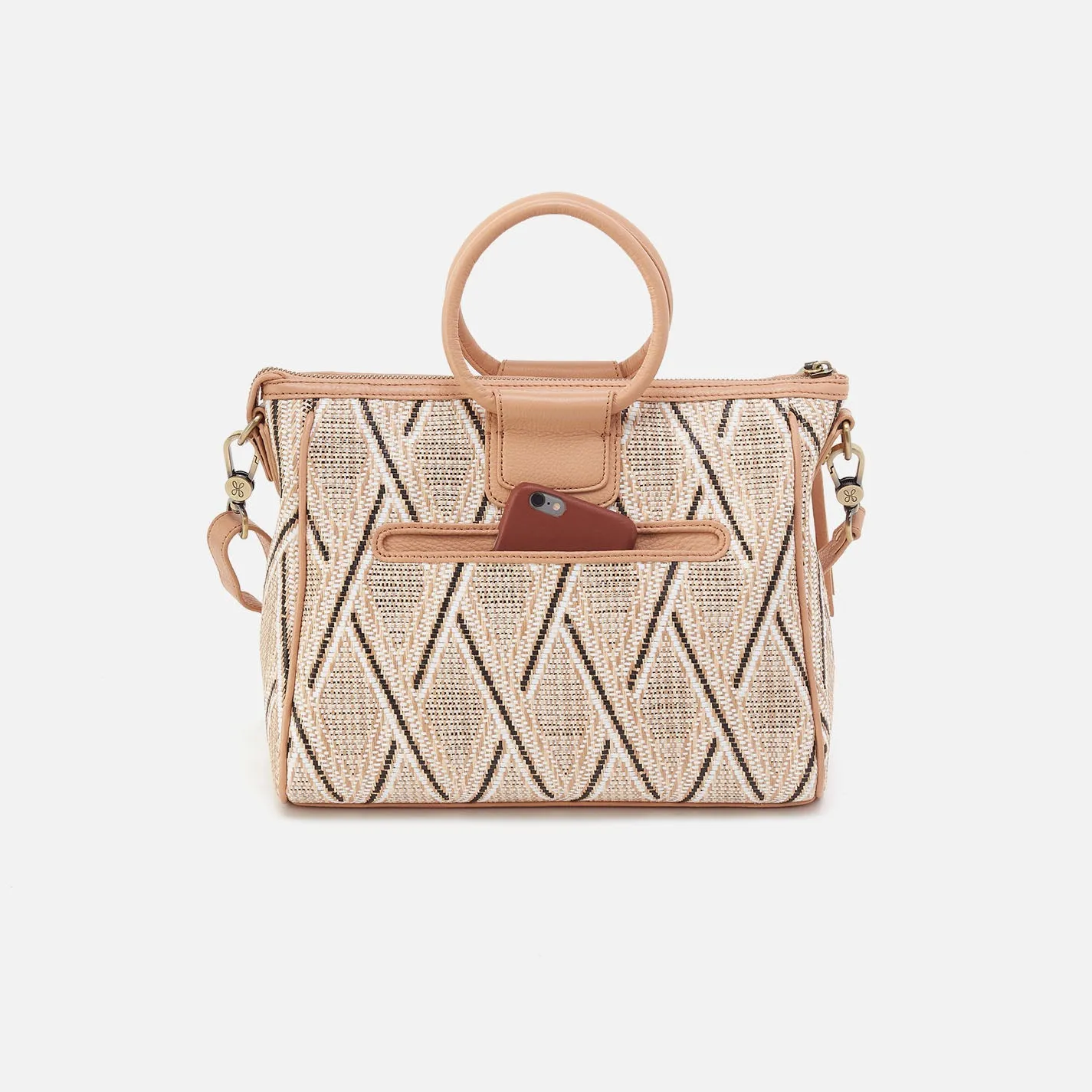 Sheila Medium Satchel In Multi Weave With Leather Trim - Cream Raffia