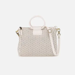 Sheila Medium Satchel In Perforated Leather - Ecru Daisy Perf