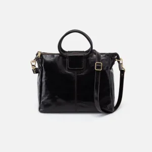 Sheila Medium Satchel In Polished Leather` - Black