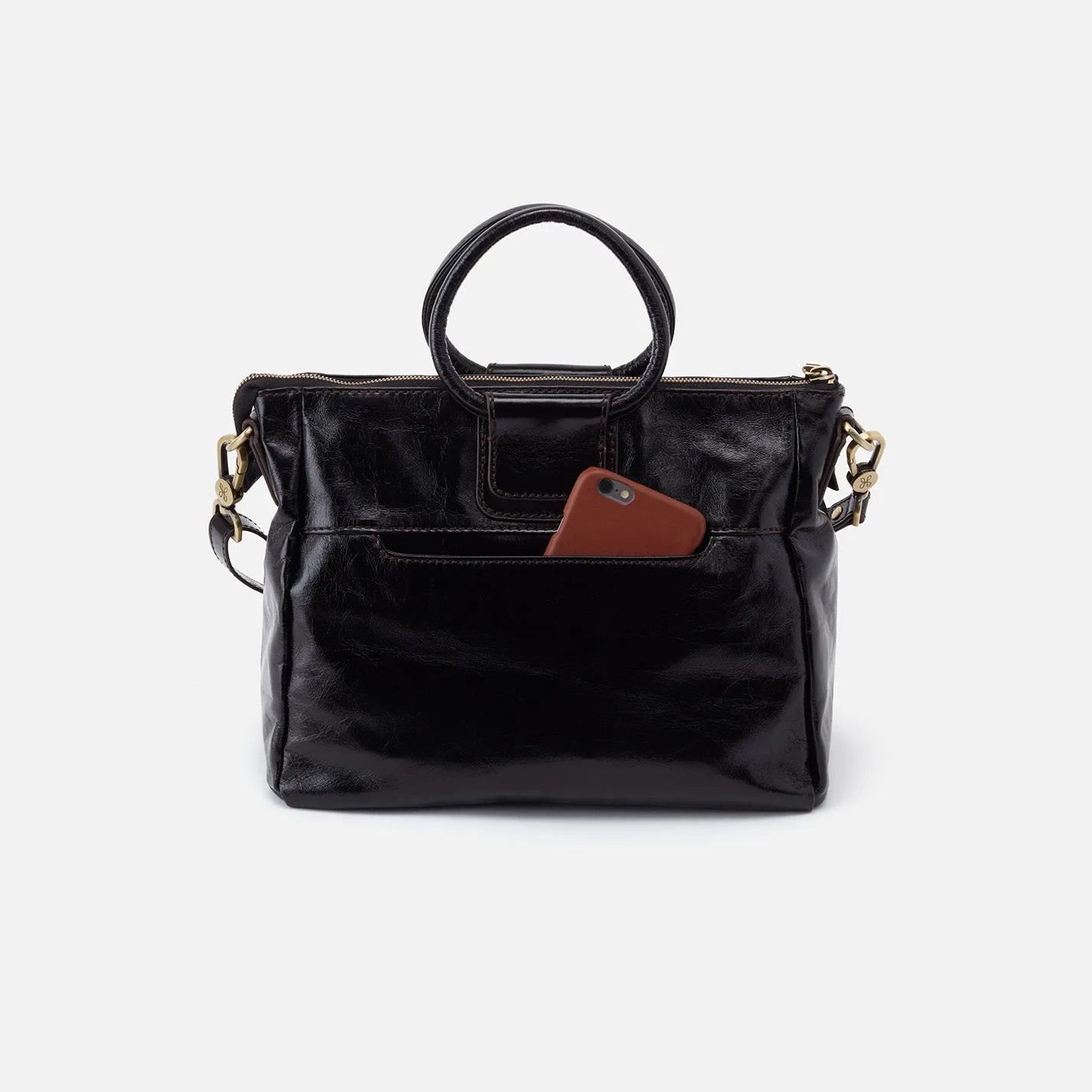 Sheila Medium Satchel In Polished Leather` - Black