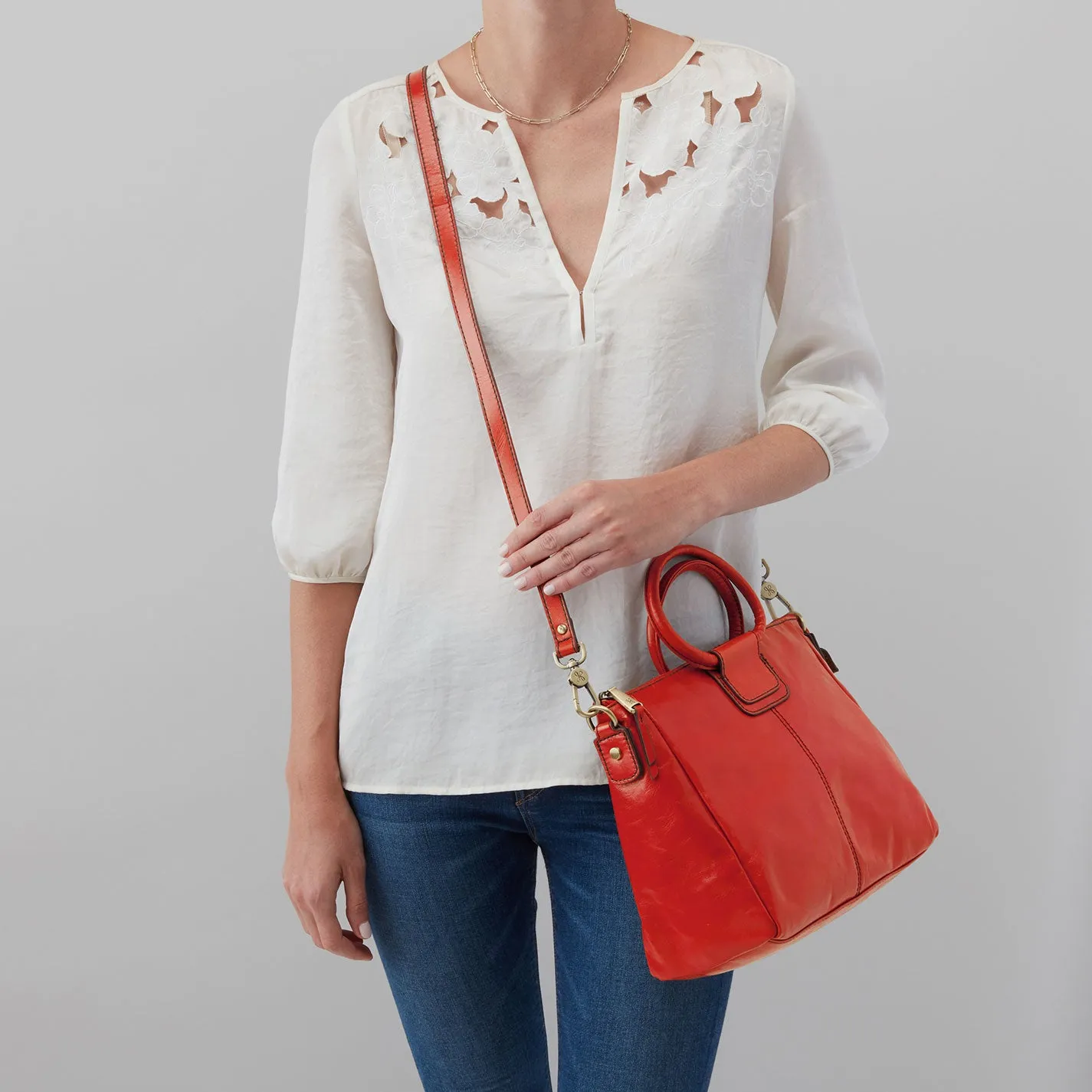 Sheila Medium Satchel In Polished Leather - Grenadine