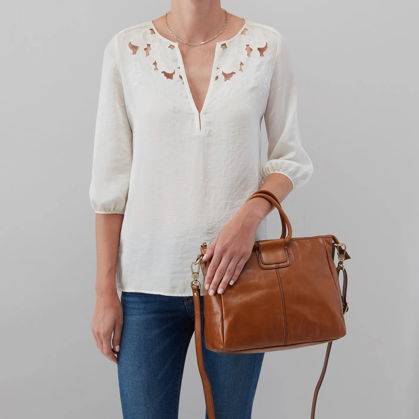 Sheila Medium Satchel In Polished Leather` - Truffle
