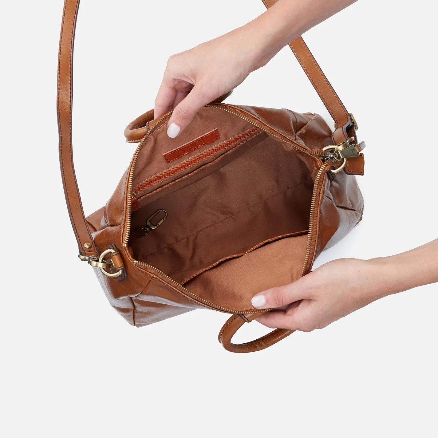 Sheila Medium Satchel In Polished Leather` - Truffle