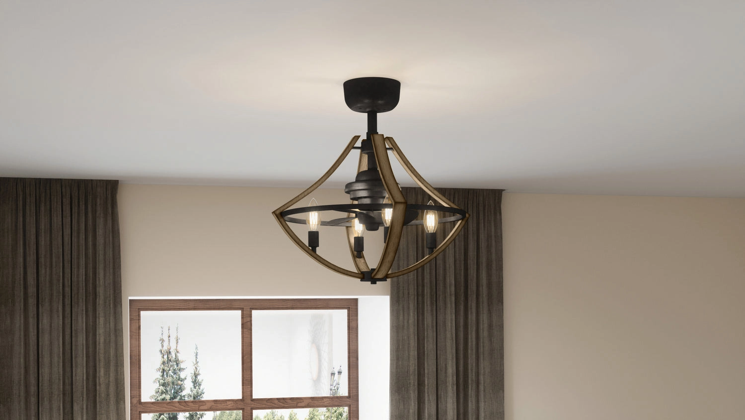 Shire Four Light Fandelier Rustic Black Fandeliers at discount prices