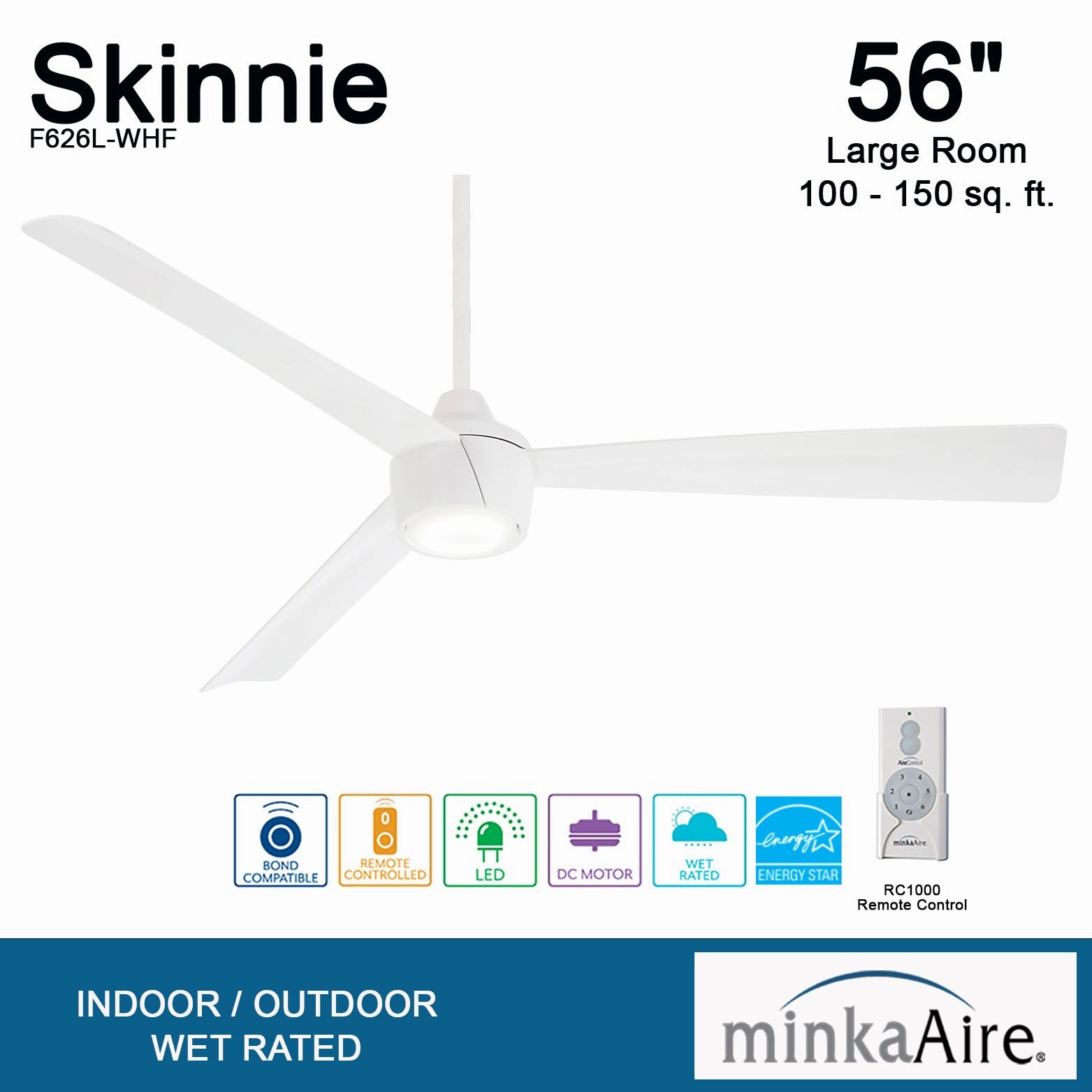 Skinnie 56"Ceiling Fan Flat White Outdoor Fans sale online