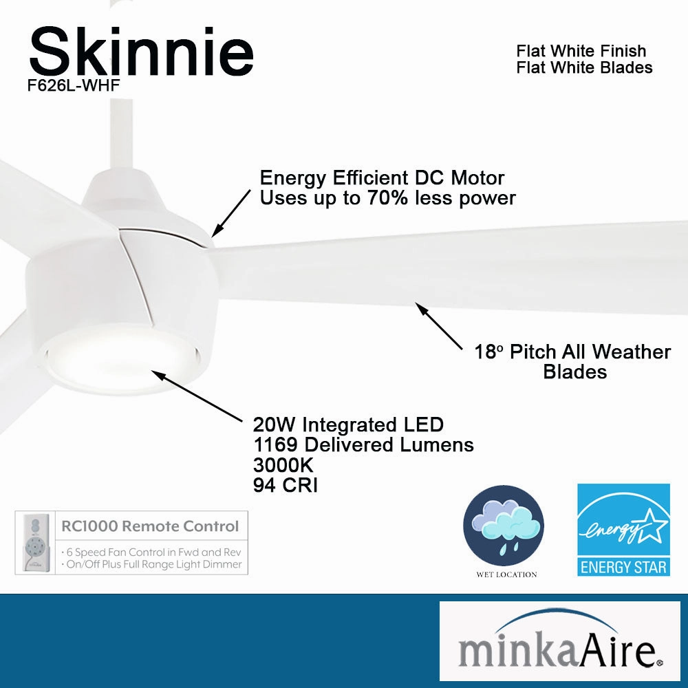 Skinnie 56"Ceiling Fan Flat White Outdoor Fans sale online