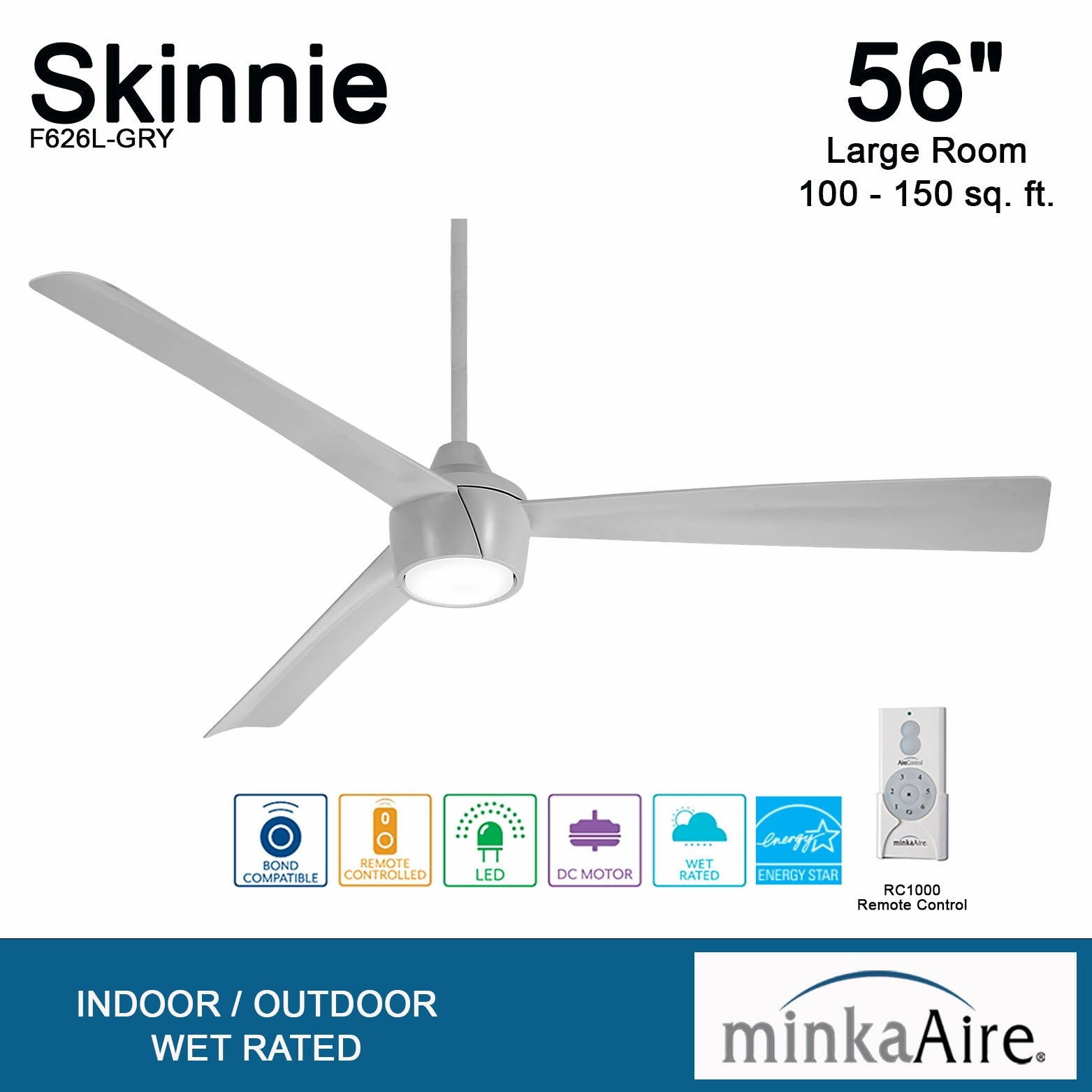 Skinnie 56"Ceiling Fan Grey Outdoor Fans sale online