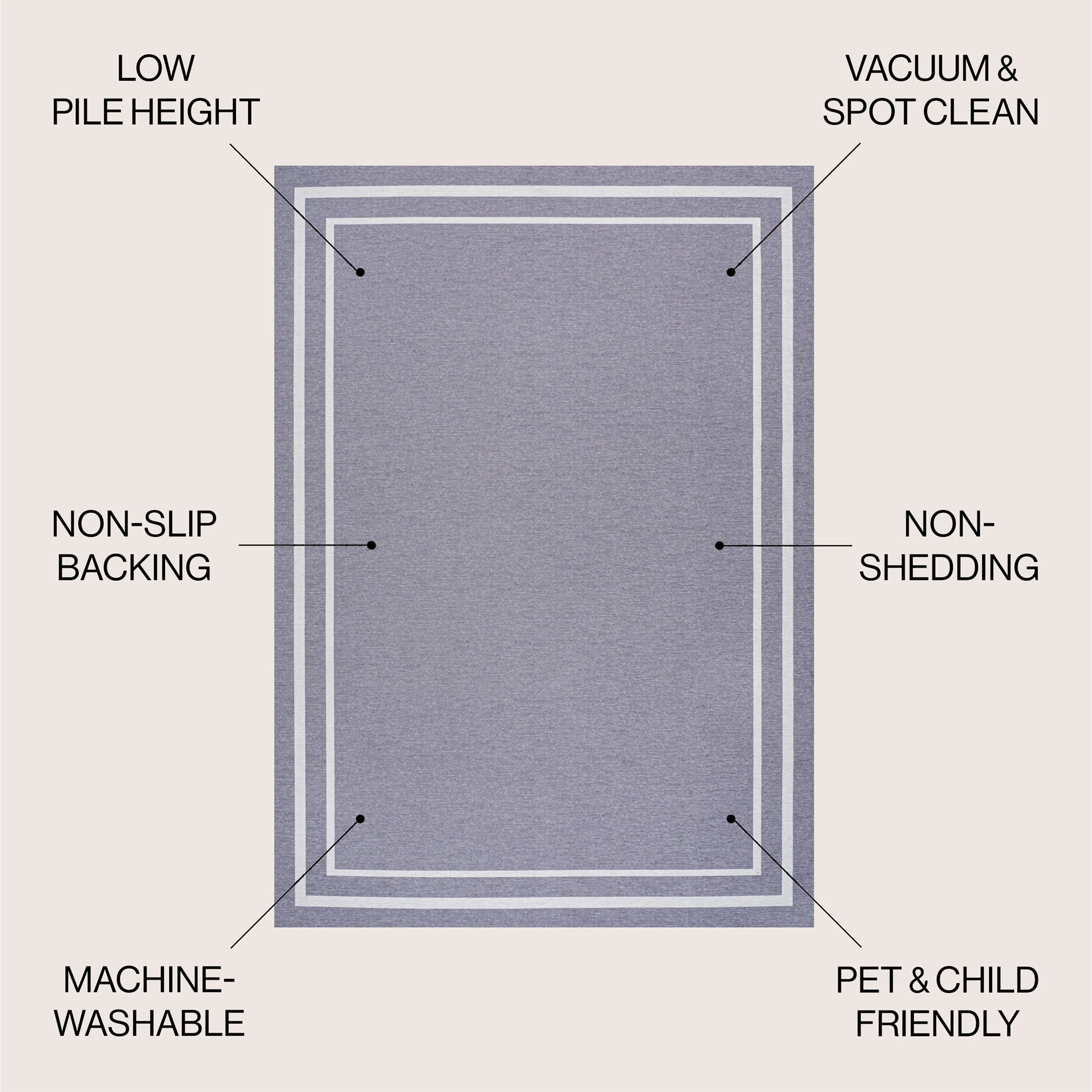 Sloane Classic 2-Stripe Border Washable Area Rug