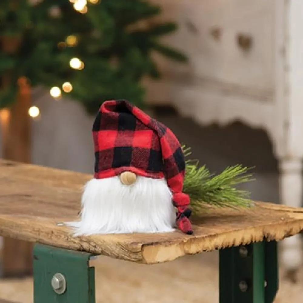 *Small Red Buffalo Check Cap Gnome