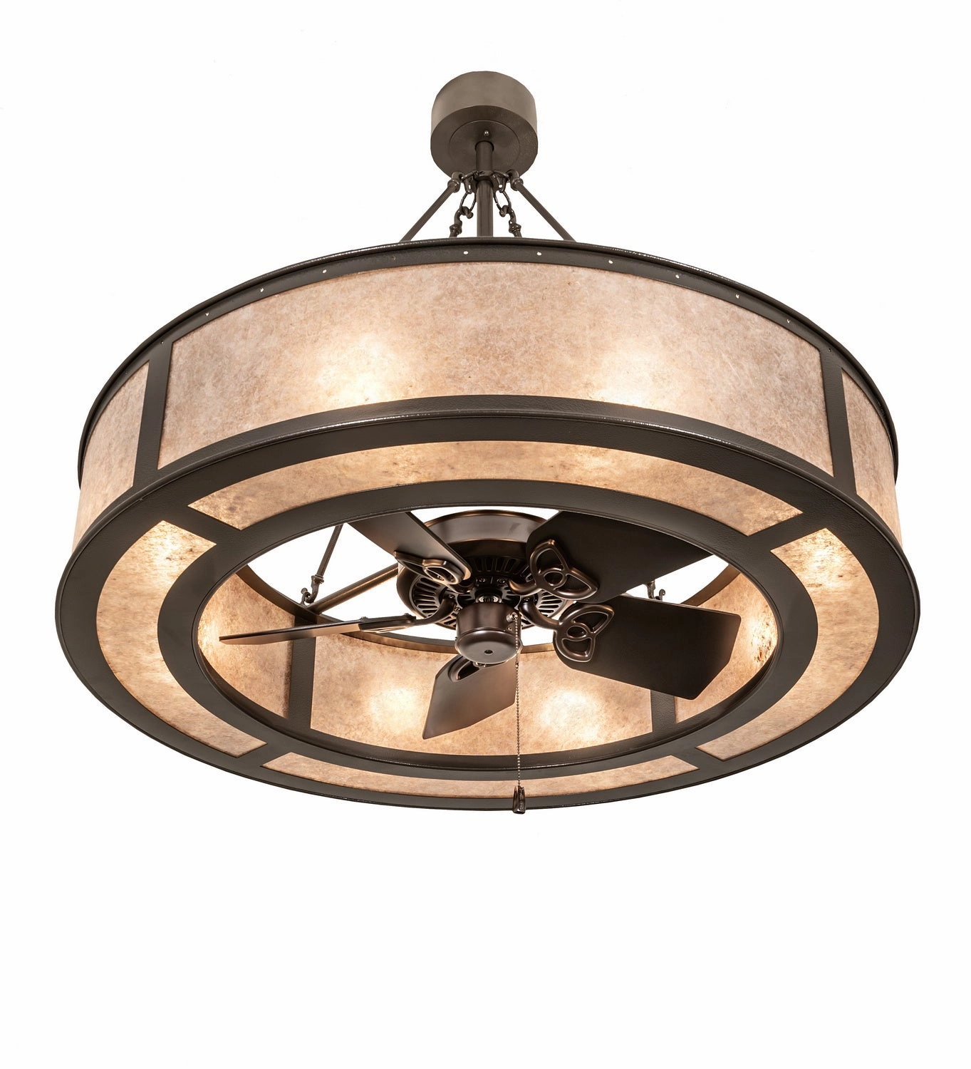 Smythe Craftsman Eight Light Chandel-Air Fandeliers at discount prices