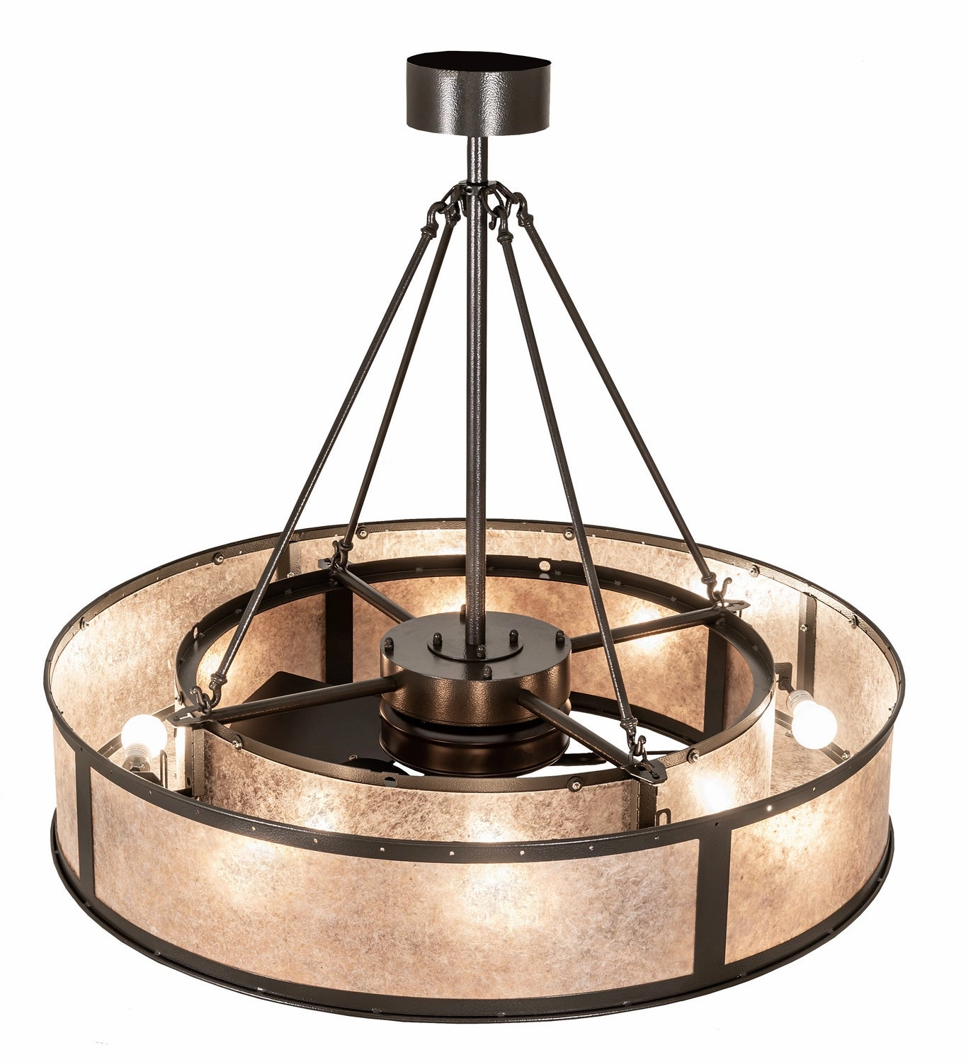 Smythe Craftsman Eight Light Chandel-Air Fandeliers at discount prices
