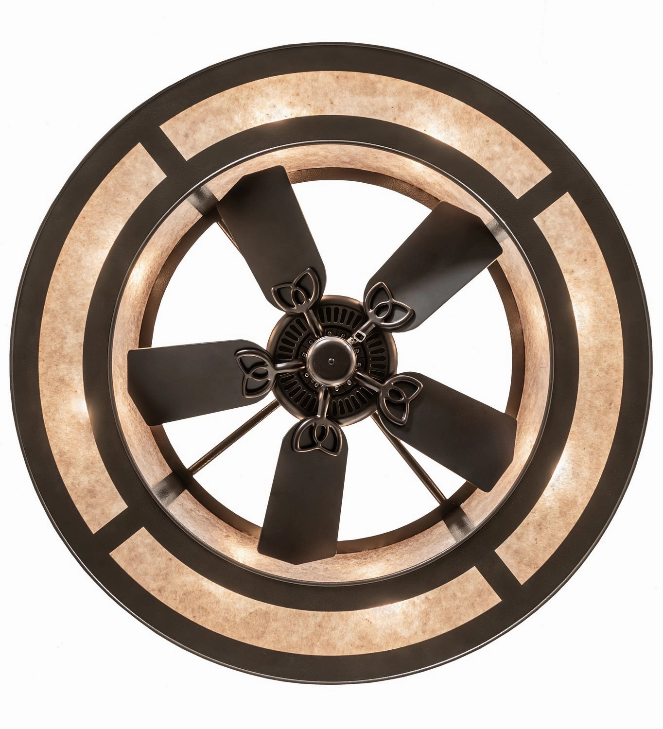 Smythe Craftsman Eight Light Chandel-Air Fandeliers at discount prices