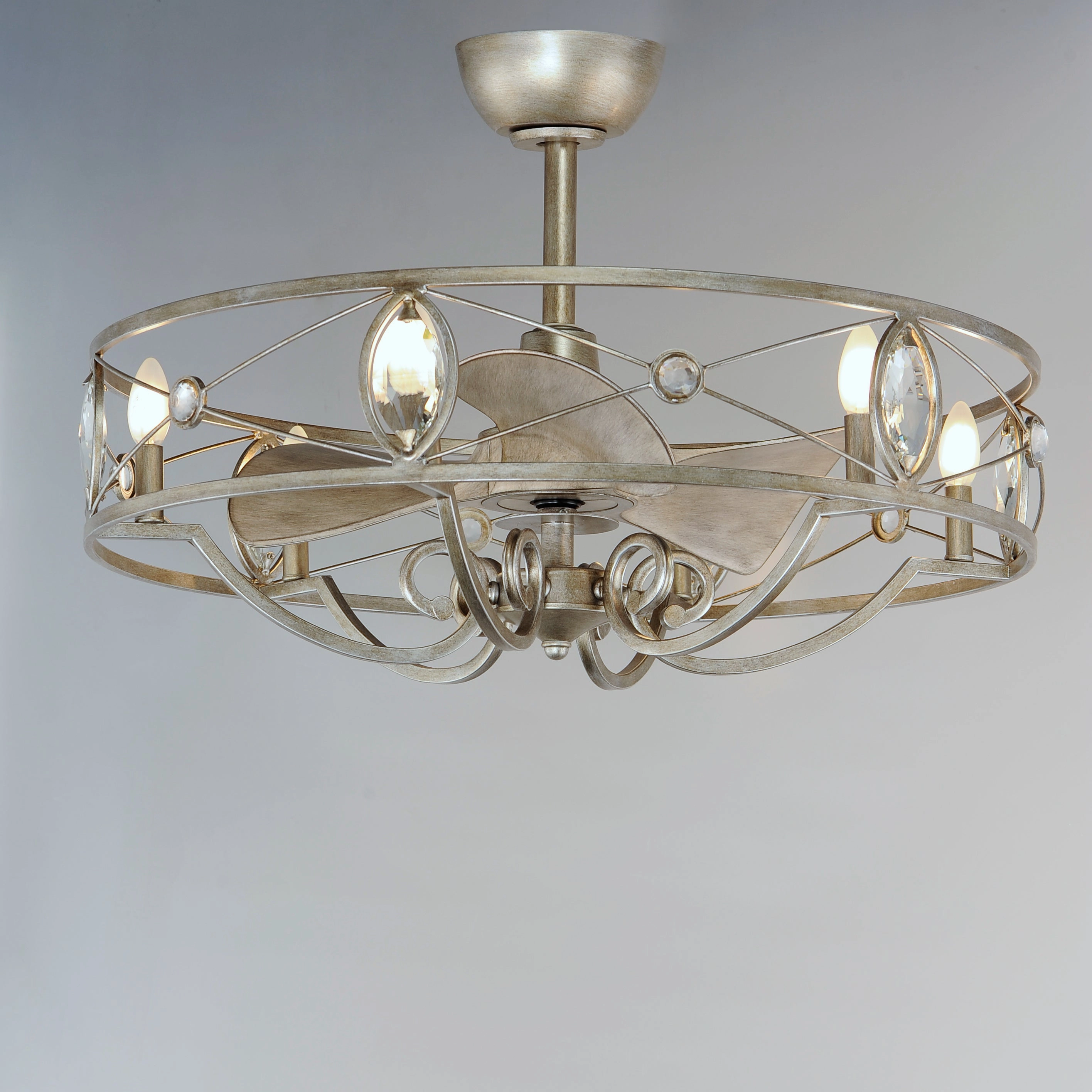 Solitaire LED Fandelight Silver Mist Fandeliers at discount prices