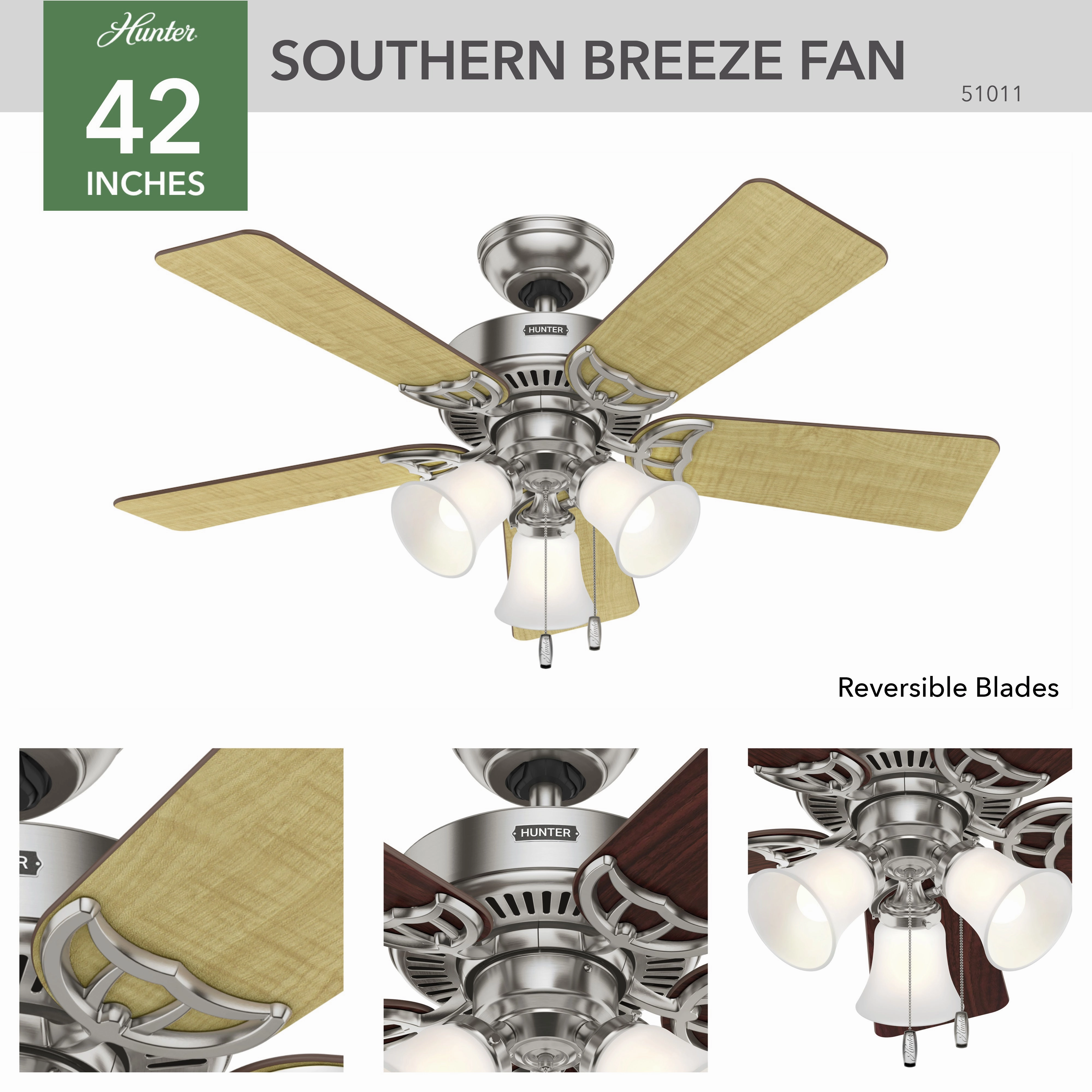 Southern Breeze 42"Ceiling Fan Brushed Nickel Small Fans for less