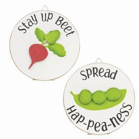 Spread Hap-pea-ness Mini Round Easel Sign 2 Asstd. Decorative Accessories outlet price