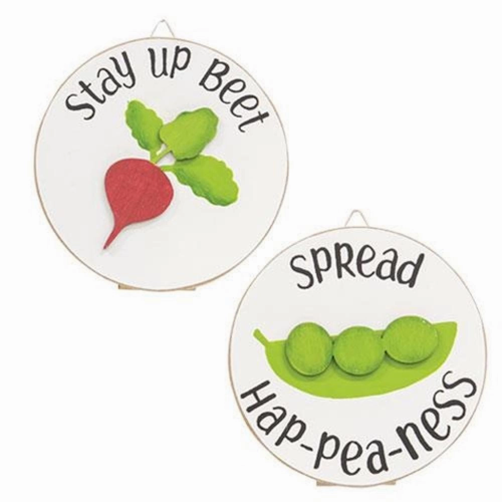 Spread Hap-pea-ness Mini Round Easel Sign 2 Asstd. Decorative Accessories outlet price