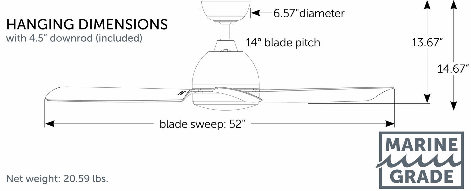 Starboard L 52"Ceiling Fan Matte White Exterior Fans special offers