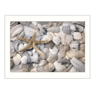 Starfish and Seashell 2 White Framed Print Wall Art Cheap Wall Mirrors & Decor