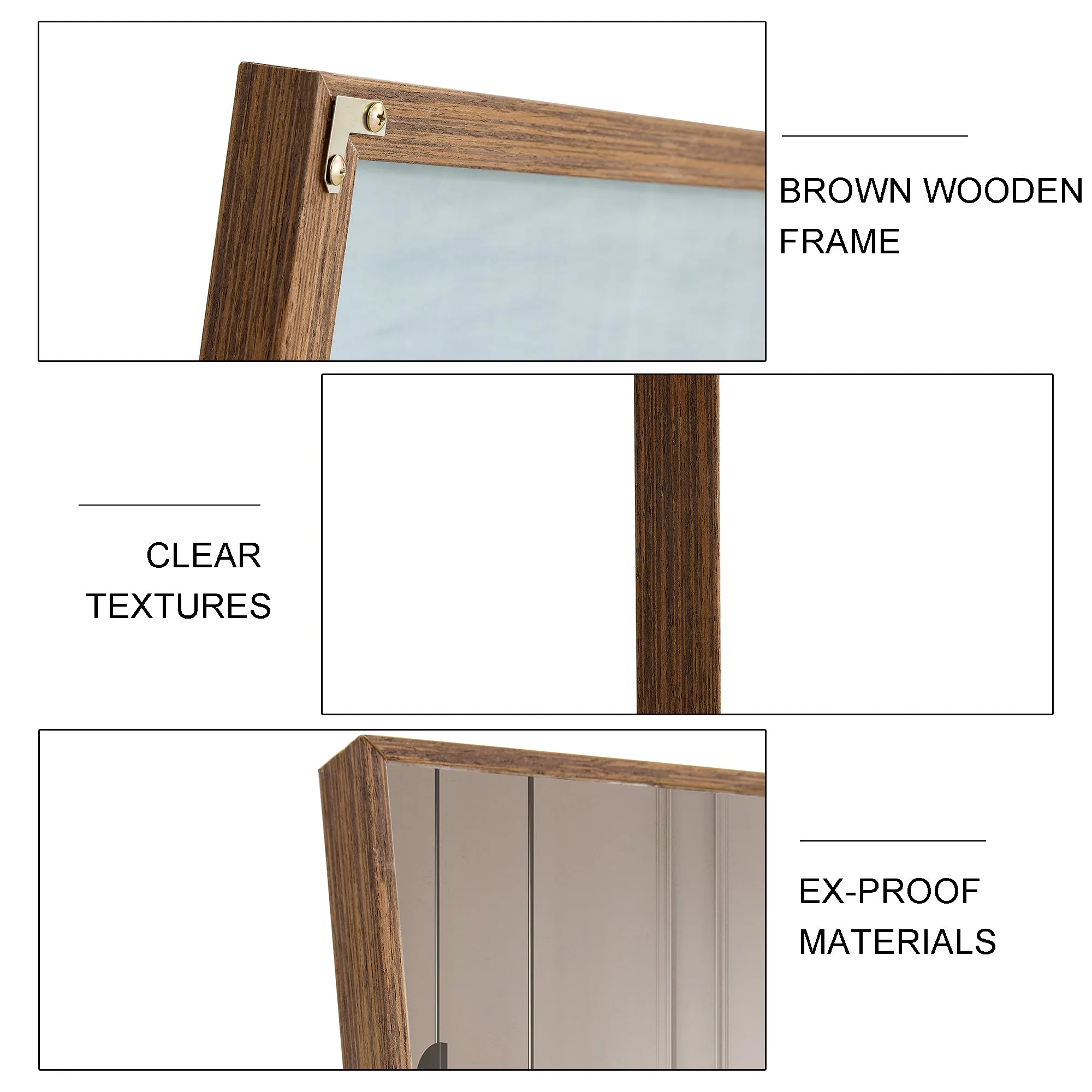 Streamdale 4th generation packaging upgrade brown solid wood frame full body mirror