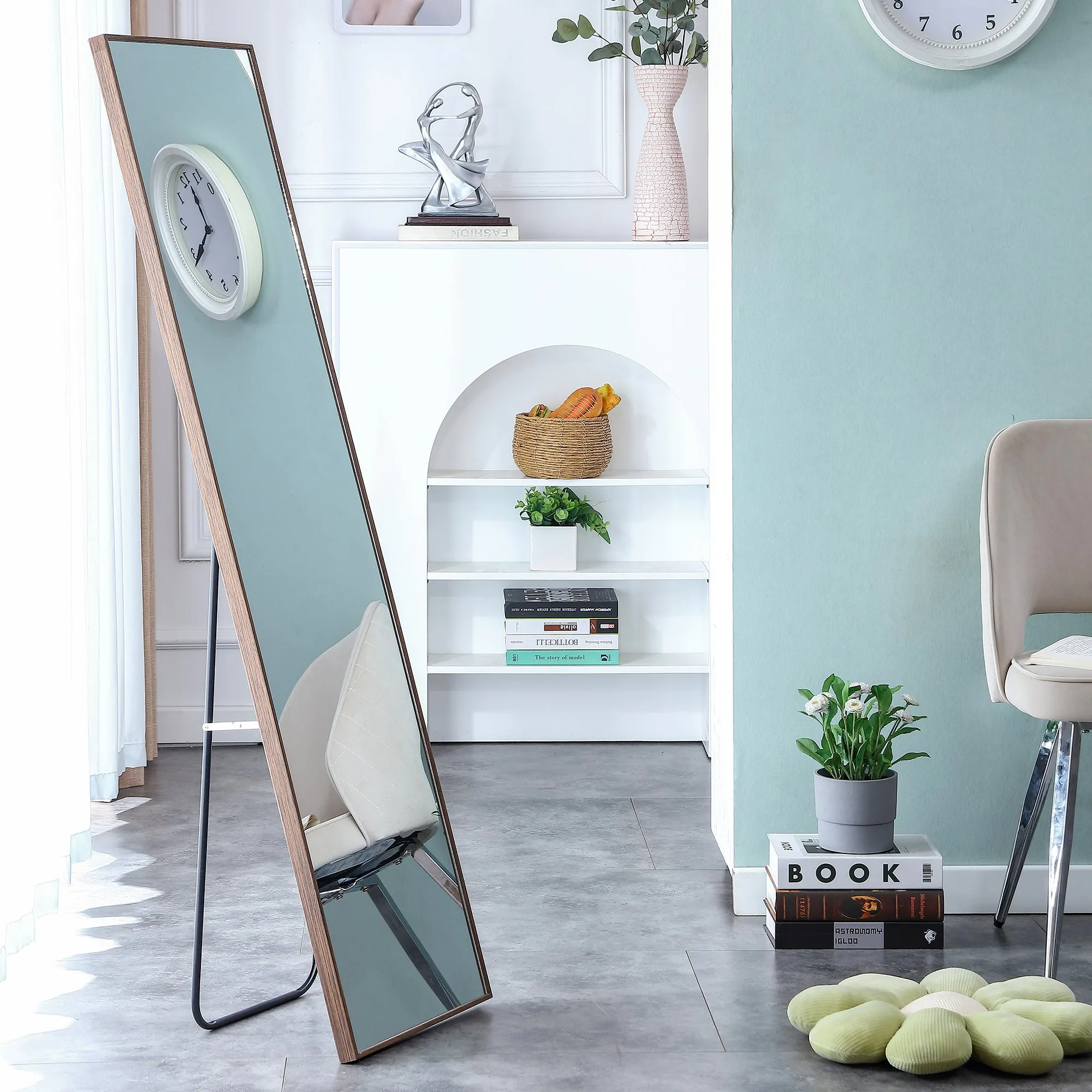 Streamdale 4th generation packaging upgrade brown solid wood frame full body mirror