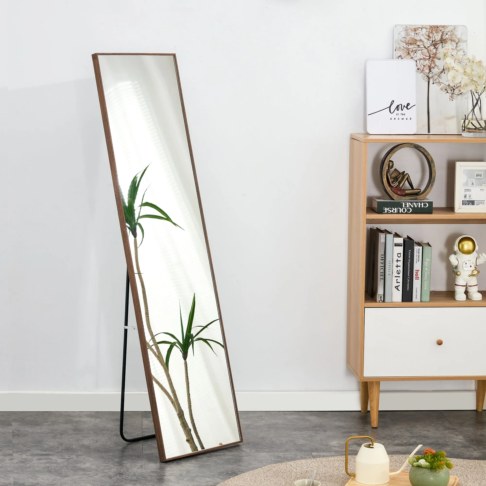 Streamdale 4th generation packaging upgrade brown solid wood frame full body mirror
