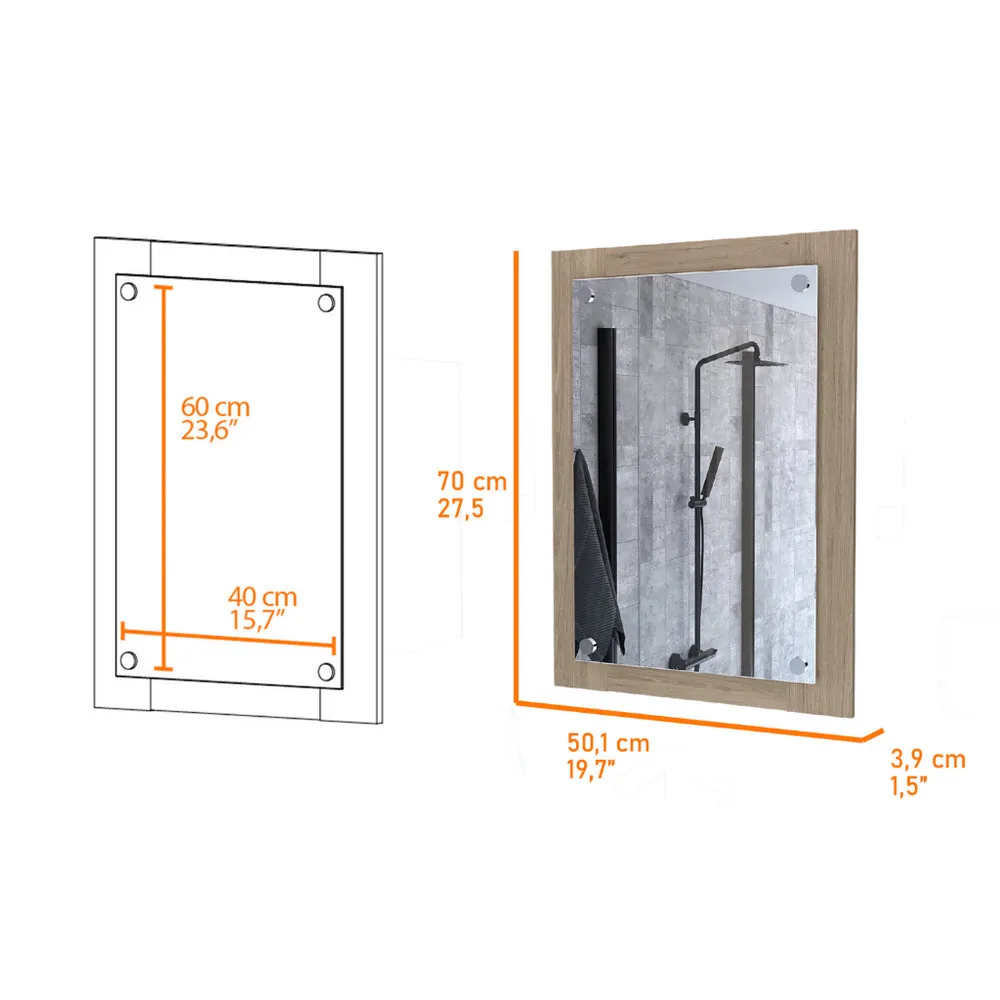Streamdale Devoux Rectangular Bathroom Mirror Light Pine