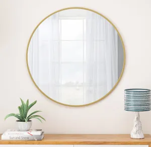 Streamdale Gold Metal Framed 36" Round Wall Mirror Mirrored Wall Decor Cheap