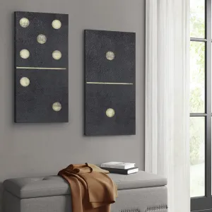 Streamdale Two Black Dominos 2-Piece Canvas Wall Art Set Mirrored Wall Decor Cheap