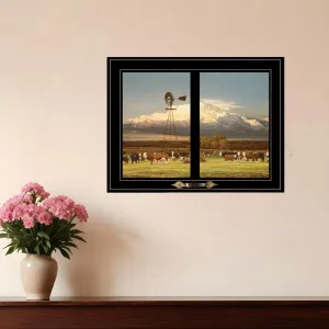 Summer Pastures Holstein cows with windmill 2 Black Framed Print Wall Art Buy Wall Decor with deals