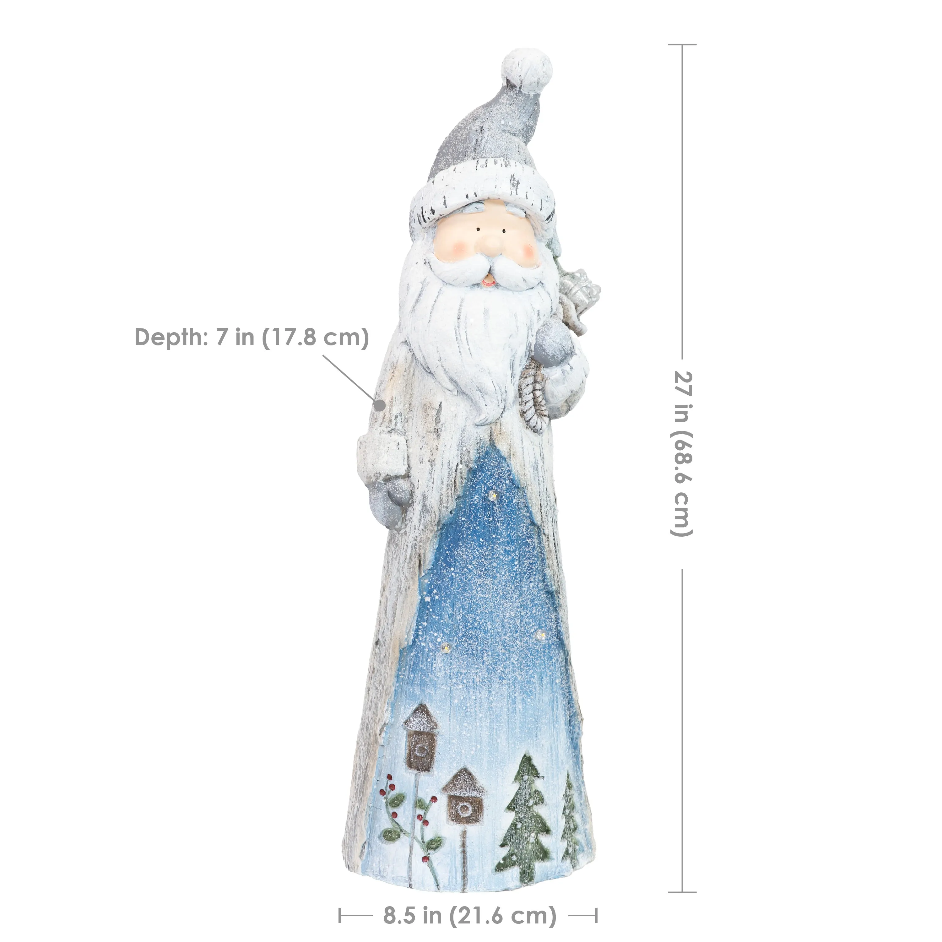 Sunnydaze Indoor Rustic Father Winter with Pack with Battery-Operated LED Lights Winter Holiday Statue Decoration - 27"
