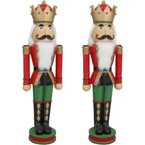 Sunnydaze Polyresin Matthias the Nutcracker Prince Christmas Holiday Decoration - 37" - 2pk Seasonal Decor Clearance