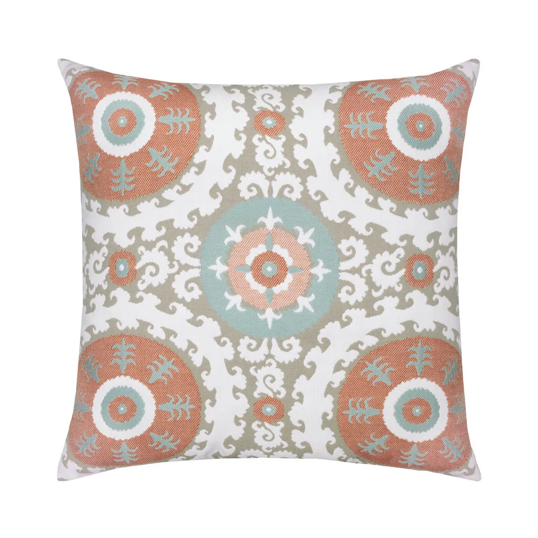 Suzani Oasis Indoor/Outdoor Pillow, Square Throw Pillows Cozy Upgrade