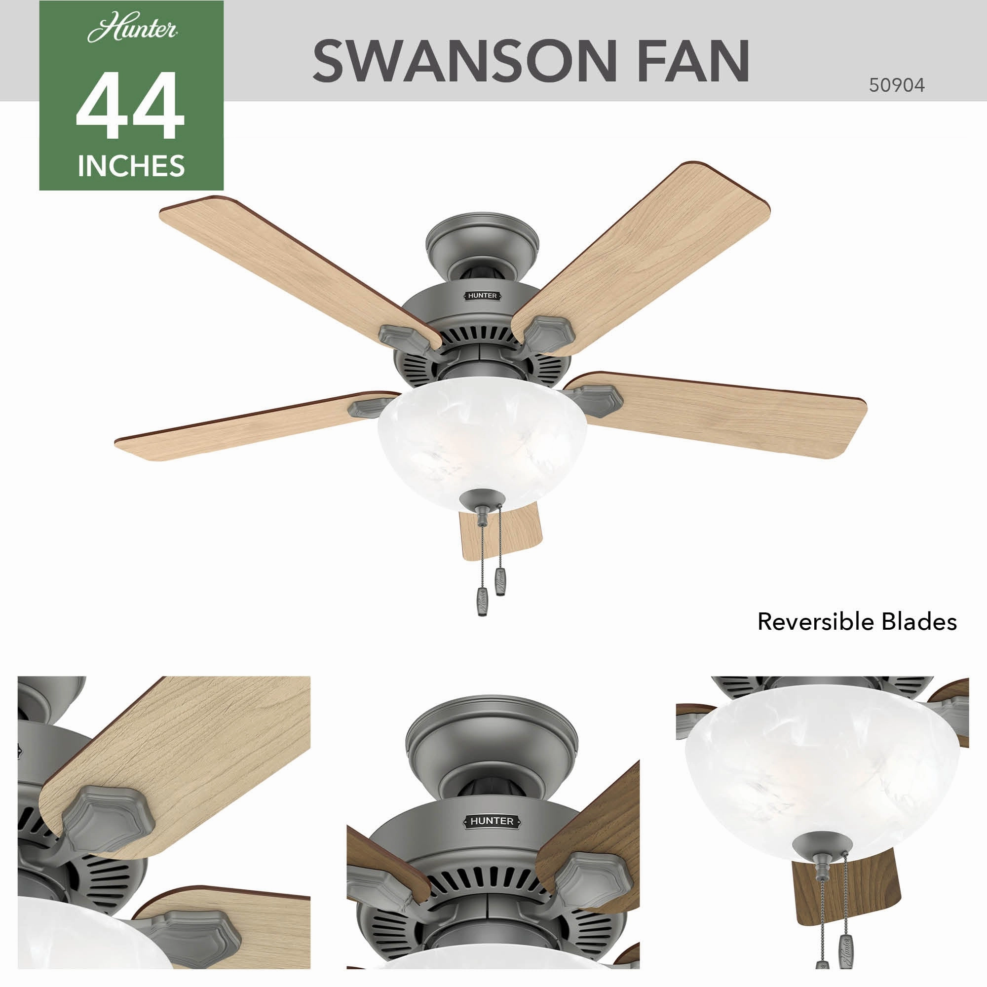 Swanson 44"Ceiling Fan Matte Silver Small Fans for less