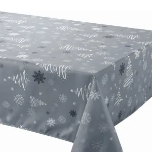 Tablecloth - Fancy Xmas Trees - Grey - 58x108 Rectangle Table Linens Dinner Party