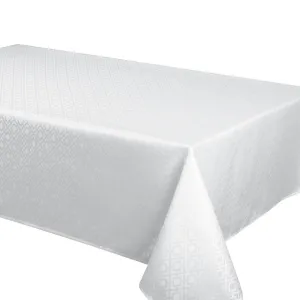 Tablecloth - Jacquard Quad - White Table Linens Dinner Party