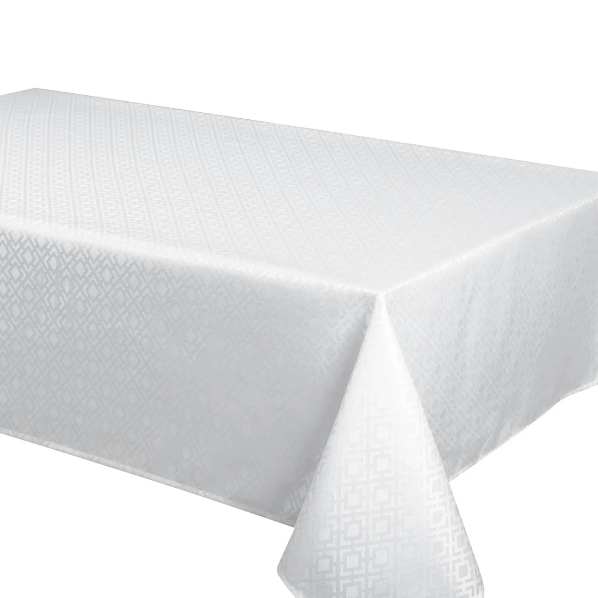 Tablecloth - Jacquard Quad - White Table Linens Dinner Party