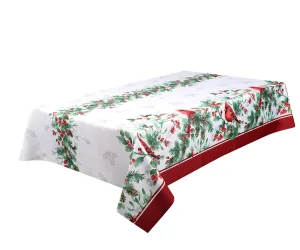 Tablecloth - Melody Border - Red Table Linens Dinner Party