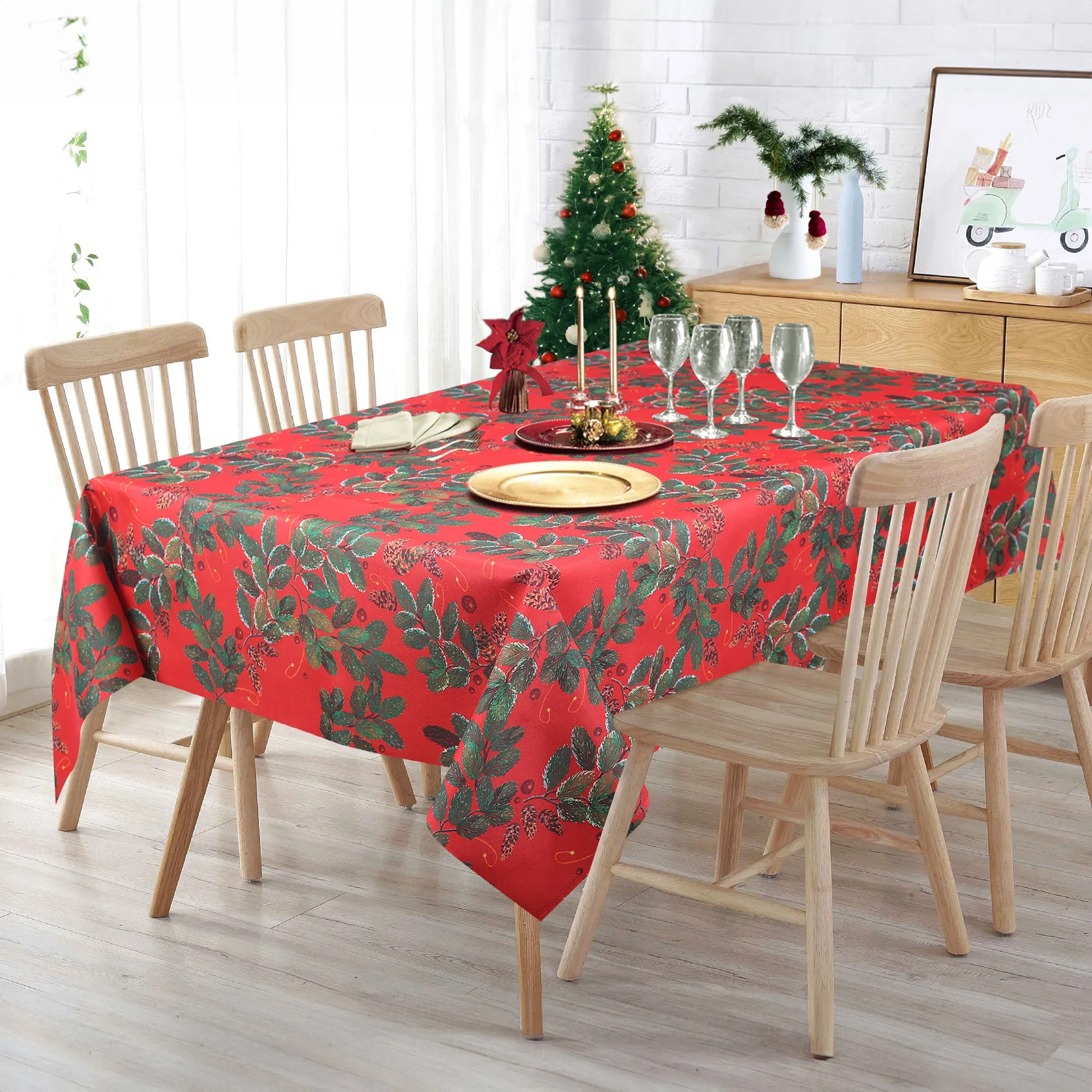 Tablecloth - Tradition - Red Table Linens Dinner Party