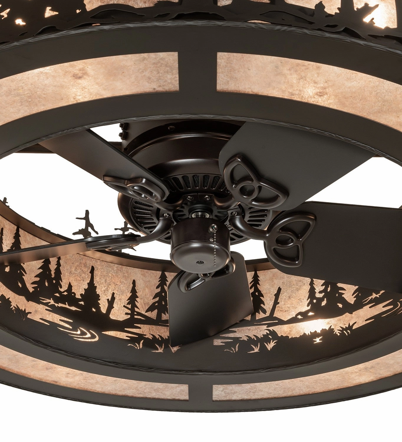 Tall Pines Eight Light Chandel-Air Oil Rubbed Bronze Fandeliers at discount prices