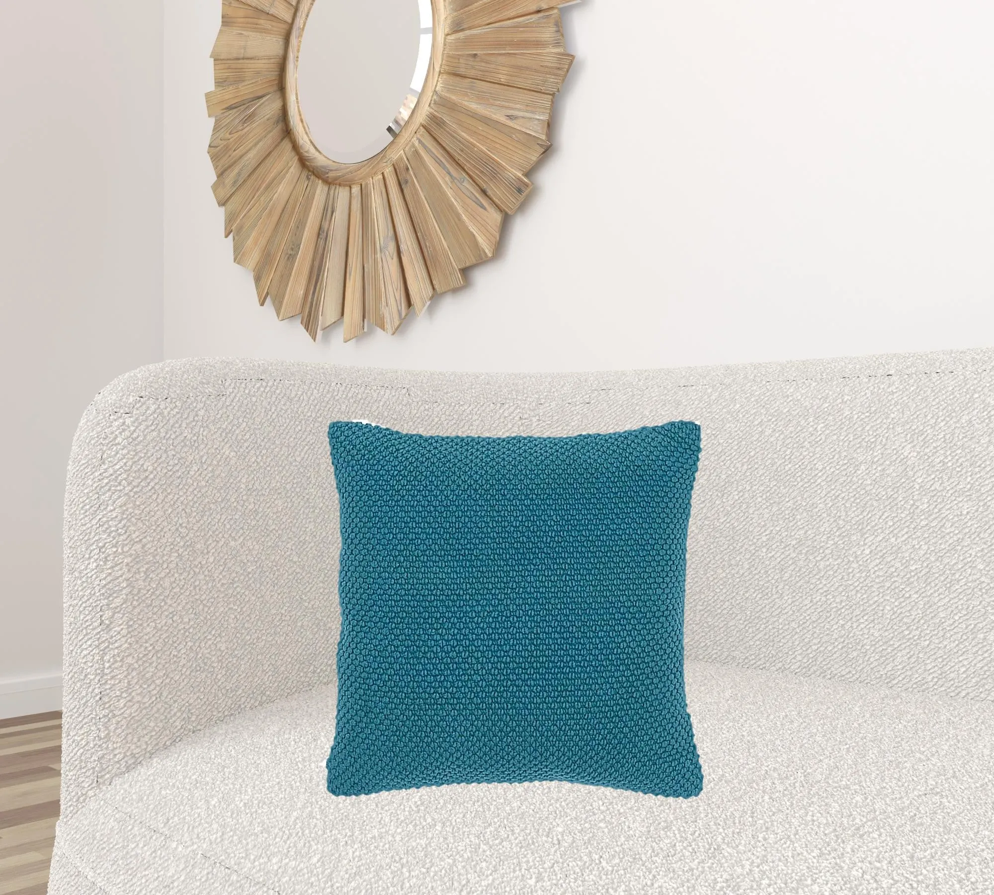 Teal Nubby Textured Modern Throw Pillow Throw Pillows clearance cushion