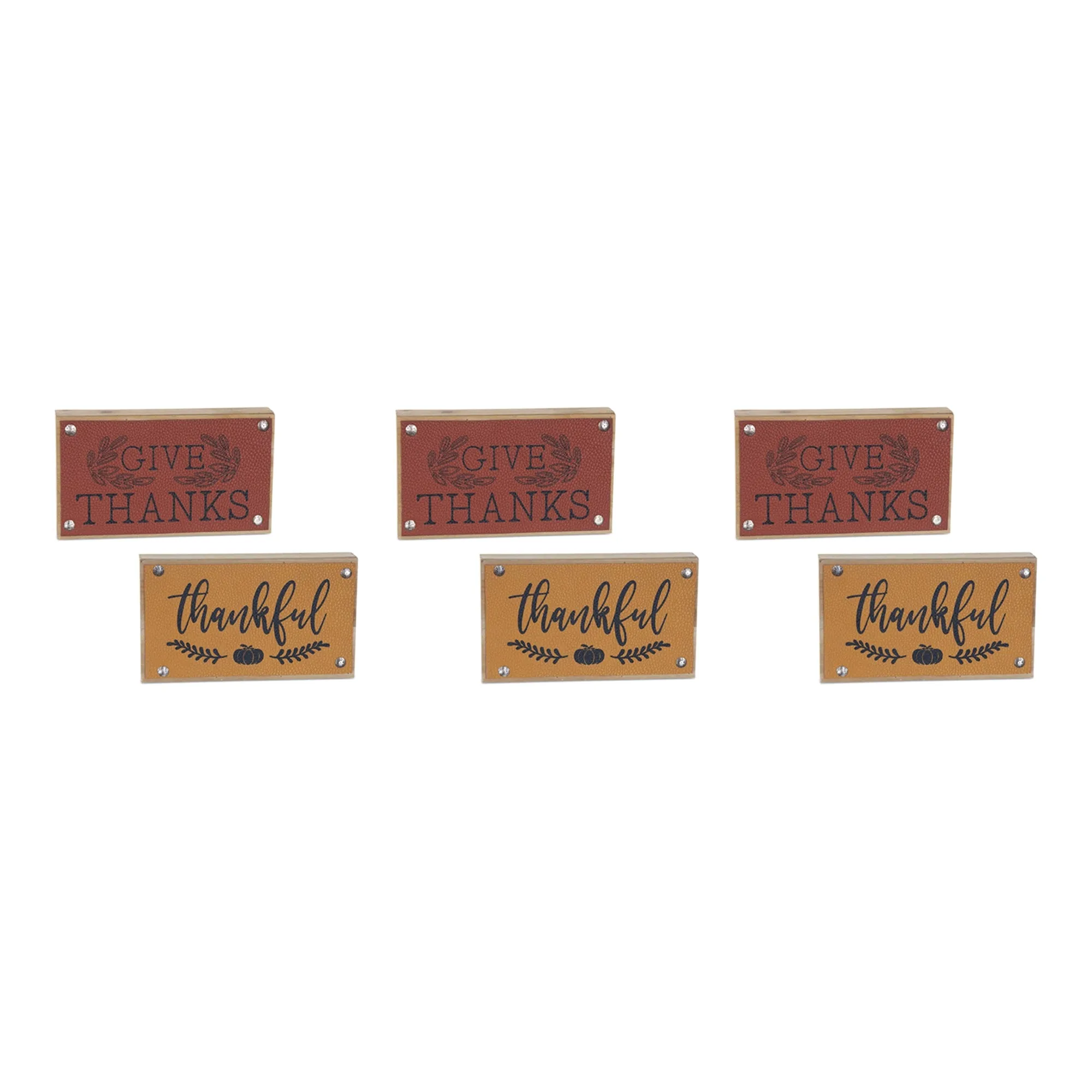 Thankful Sign (Set of 6) 7"L x 4"H MDF